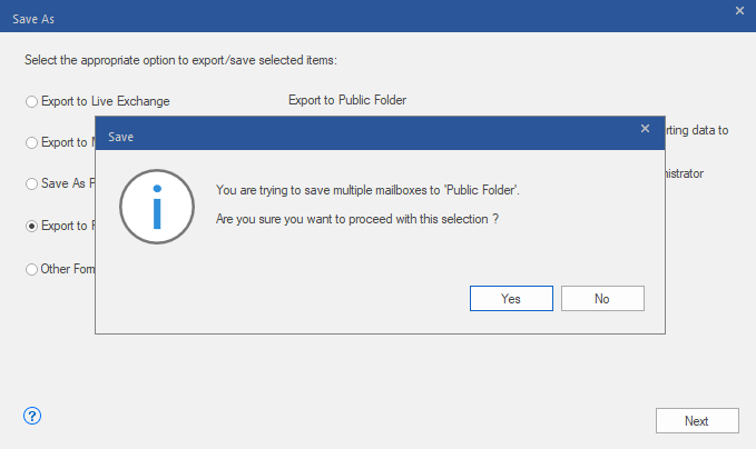 A Save dialogue box will open for confirmation. Click Yes to confirm.